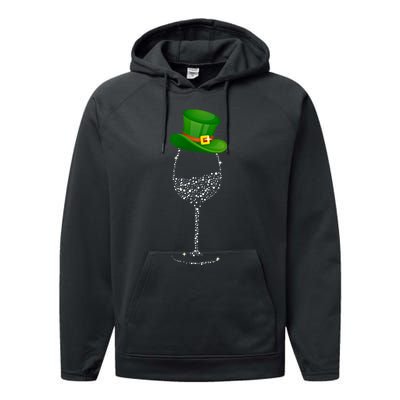 Clover Hat Wine Ing Party St Patricks Day Meaningful Gift Performance Fleece Hoodie