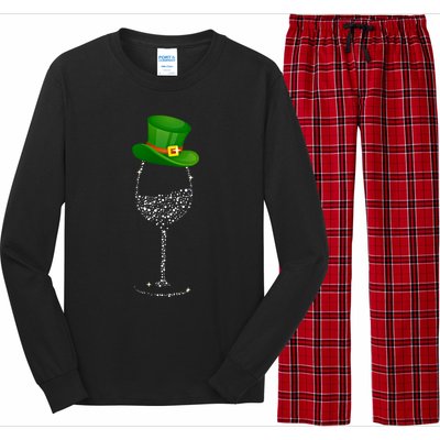 Clover Hat Wine Ing Party St Patricks Day Meaningful Gift Long Sleeve Pajama Set