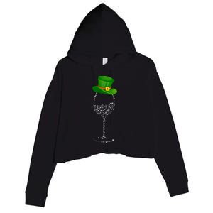 Clover Hat Wine Ing Party St Patricks Day Meaningful Gift Crop Fleece Hoodie