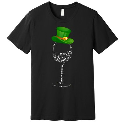 Clover Hat Wine Ing Party St Patricks Day Meaningful Gift Premium T-Shirt