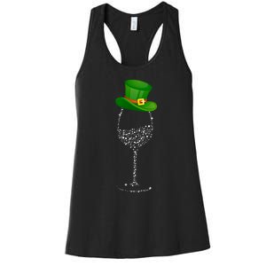 Clover Hat Wine Ing Party St Patricks Day Meaningful Gift Women's Racerback Tank