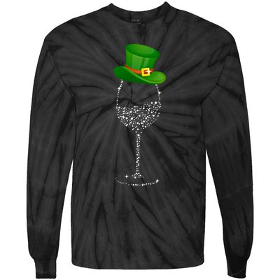 Clover Hat Wine Ing Party St Patricks Day Meaningful Gift Tie-Dye Long Sleeve Shirt