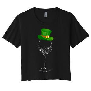 Clover Hat Wine Ing Party St Patricks Day Meaningful Gift Women's Crop Top Tee