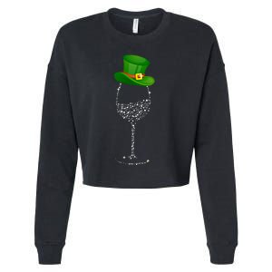 Clover Hat Wine Ing Party St Patricks Day Meaningful Gift Cropped Pullover Crew