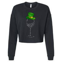 Clover Hat Wine Ing Party St Patricks Day Meaningful Gift Cropped Pullover Crew