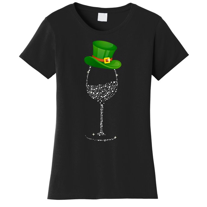 Clover Hat Wine Ing Party St Patricks Day Meaningful Gift Women's T-Shirt