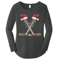 Christmas Hockey With Santa Hat Christmas Hockey Women's Perfect Tri Tunic Long Sleeve Shirt