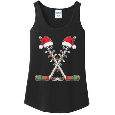 Christmas Hockey With Santa Hat Christmas Hockey Ladies Essential Tank