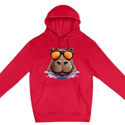 Cool Hippo with Sunglasses for funny Animals Costume Premium Pullover Hoodie