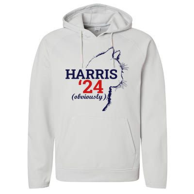 Cat Harris Walz Obviously Kamala Harris Comma La 2024 Performance Fleece Hoodie