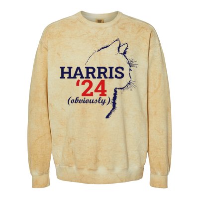 Cat Harris Walz Obviously Kamala Harris Comma La 2024 Colorblast Crewneck Sweatshirt