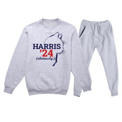 Cat Harris Walz Obviously Kamala Harris Comma La 2024 Premium Crewneck Sweatsuit Set