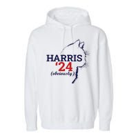 Cat Harris Walz Obviously Kamala Harris Comma La 2024 Garment-Dyed Fleece Hoodie