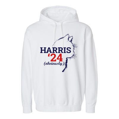 Cat Harris Walz Obviously Kamala Harris Comma La 2024 Garment-Dyed Fleece Hoodie