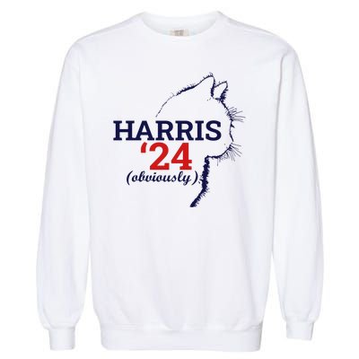 Cat Harris Walz Obviously Kamala Harris Comma La 2024 Garment-Dyed Sweatshirt