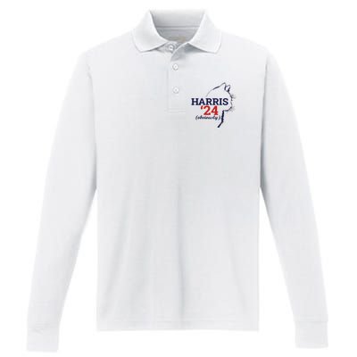 Cat Harris Walz Obviously Kamala Harris Comma La 2024 Performance Long Sleeve Polo