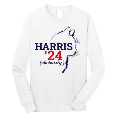 Cat Harris Walz Obviously Kamala Harris Comma La 2024 Long Sleeve Shirt