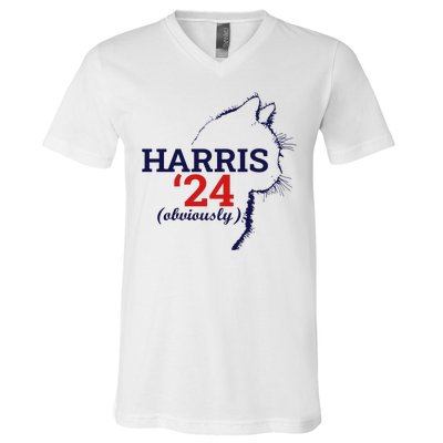 Cat Harris Walz Obviously Kamala Harris Comma La 2024 V-Neck T-Shirt