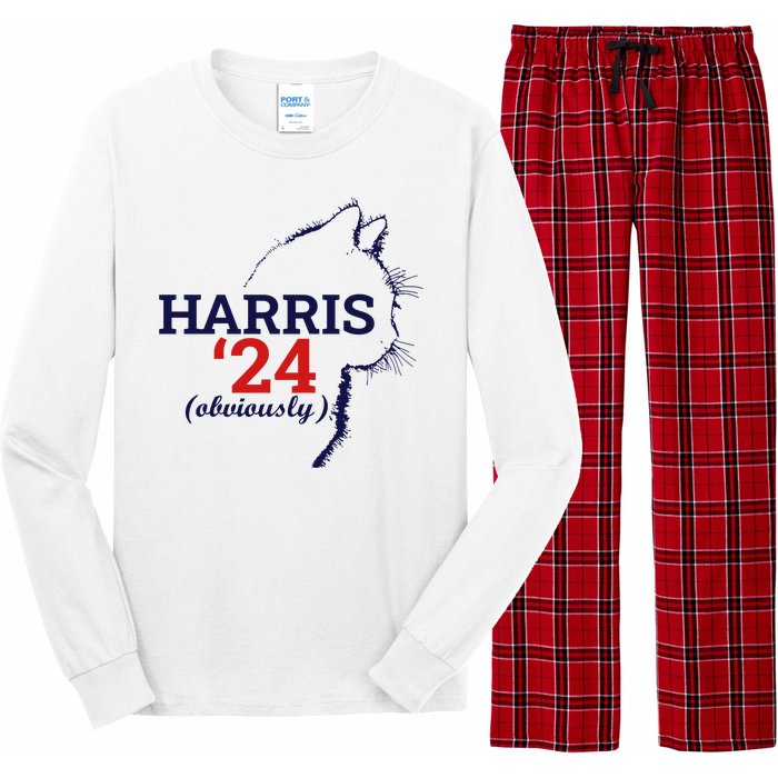 Cat Harris Walz Obviously Kamala Harris Comma La 2024 Long Sleeve Pajama Set