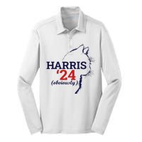 Cat Harris Walz Obviously Kamala Harris Comma La 2024 Silk Touch Performance Long Sleeve Polo