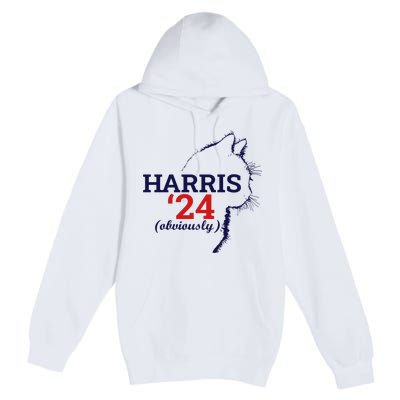 Cat Harris Walz Obviously Kamala Harris Comma La 2024 Premium Pullover Hoodie