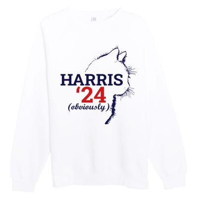 Cat Harris Walz Obviously Kamala Harris Comma La 2024 Premium Crewneck Sweatshirt