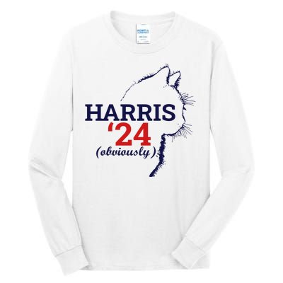 Cat Harris Walz Obviously Kamala Harris Comma La 2024 Tall Long Sleeve T-Shirt