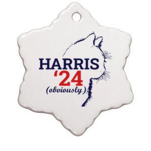 Cat Harris Walz Obviously Kamala Harris Comma La 2024 Ceramic Star Ornament