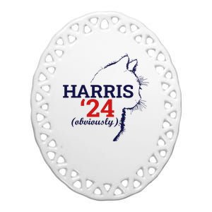 Cat Harris Walz Obviously Kamala Harris Comma La 2024 Ceramic Oval Ornament