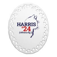 Cat Harris Walz Obviously Kamala Harris Comma La 2024 Ceramic Oval Ornament