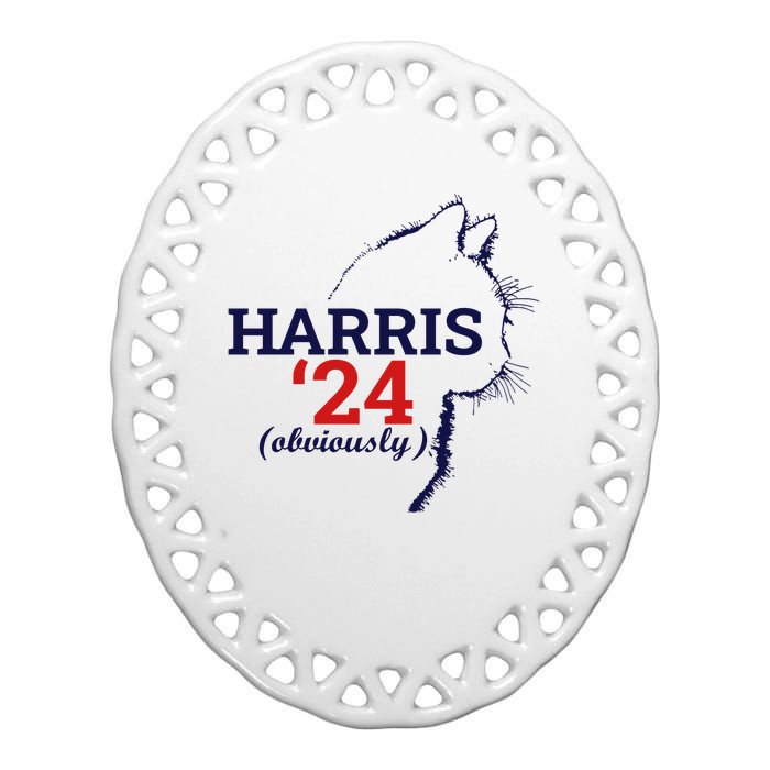 Cat Harris Walz Obviously Kamala Harris Comma La 2024 Ceramic Oval Ornament