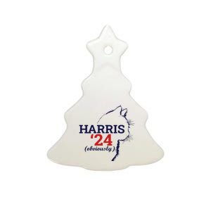 Cat Harris Walz Obviously Kamala Harris Comma La 2024 Ceramic Tree Ornament