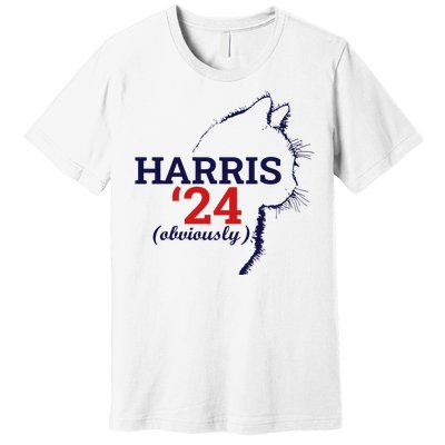 Cat Harris Walz Obviously Kamala Harris Comma La 2024 Premium T-Shirt