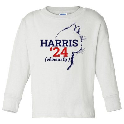 Cat Harris Walz Obviously Kamala Harris Comma La 2024 Toddler Long Sleeve Shirt