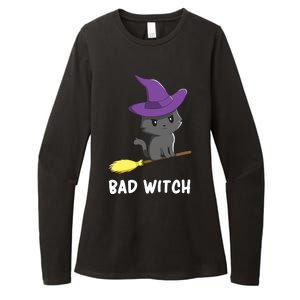 Cute Halloween Witch Cat Womens CVC Long Sleeve Shirt