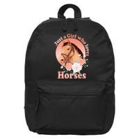 Cute Horse With Saying Just A Who Loves Horses 16 in Basic Backpack