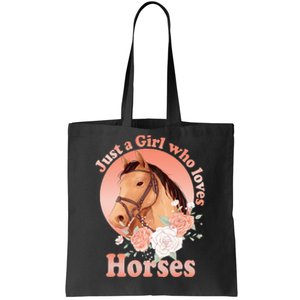 Cute Horse With Saying Just A Who Loves Horses Tote Bag