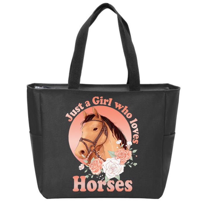 Cute Horse With Saying Just A Who Loves Horses Zip Tote Bag