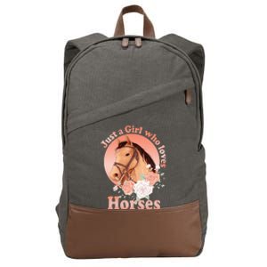 Cute Horse With Saying Just A Who Loves Horses Cotton Canvas Backpack