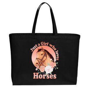 Cute Horse With Saying Just A Who Loves Horses Cotton Canvas Jumbo Tote