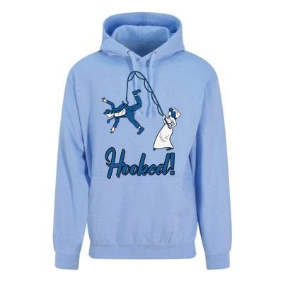 Cute Hooked Wife Fishing Groom Funny Bachelors Party Gift Unisex Surf Hoodie