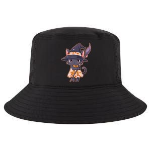 Cute Halloween Witch Cat With Broom Cool Comfort Performance Bucket Hat