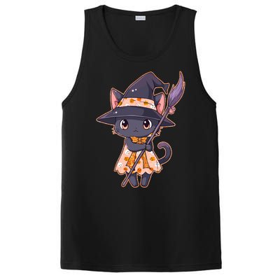 Cute Halloween Witch Cat With Broom PosiCharge Competitor Tank