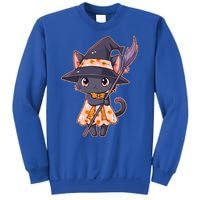 Cute Halloween Witch Cat With Broom Sweatshirt