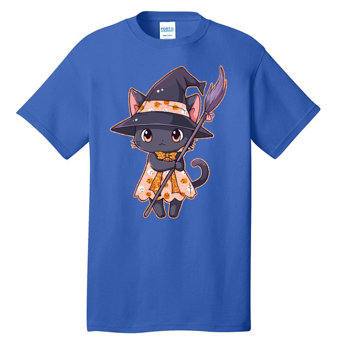 Cute Halloween Witch Cat With Broom Tall T-Shirt