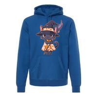 Cute Halloween Witch Cat With Broom Premium Hoodie