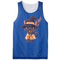 Cute Halloween Witch Cat With Broom Mesh Reversible Basketball Jersey Tank