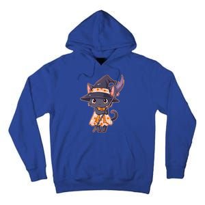 Cute Halloween Witch Cat With Broom Tall Hoodie