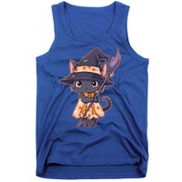 Cute Halloween Witch Cat With Broom Tank Top