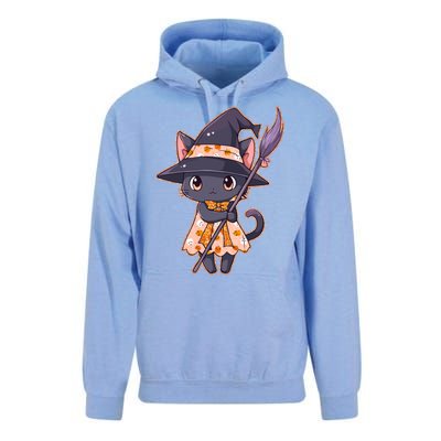 Cute Halloween Witch Cat With Broom Unisex Surf Hoodie